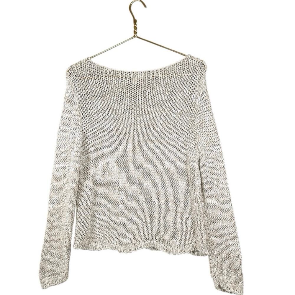 Eileen Fisher Organic Cotton Open Knit Pullover Sweater Top Neutral Boho | M - Picture 8 of 9